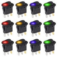 12PCS 12V Round Toggle Switch Lighted 3 Pin with Color LED ON Off 20A 12 Volt DC Switch for Automotive Car Truck