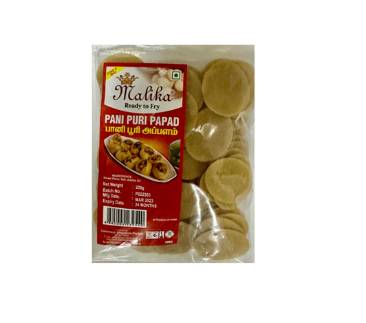 Malika Ready to Fry - Pani Puri Papad - Golgappa Made in India (200g ...