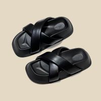 Fireworks ark sponge thick bottom cross slippers outside women wear in the summer of 2022 fashion soft bottom increase high dew toe sandals bread