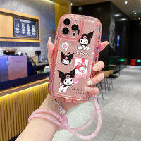 เคส Y02 Y35 Y11สำหรับ VIVO Y22S Y16,เคส Y15S Y21S Y21 Y20 Y20S Y33S สายคาดที่คล้อง Y12 Y02S Y17 Y15 Y33T Y12S Kuromi My Melody เคสรองรับการกระแทกโซ่ป้องกันการตกฝาครอบ