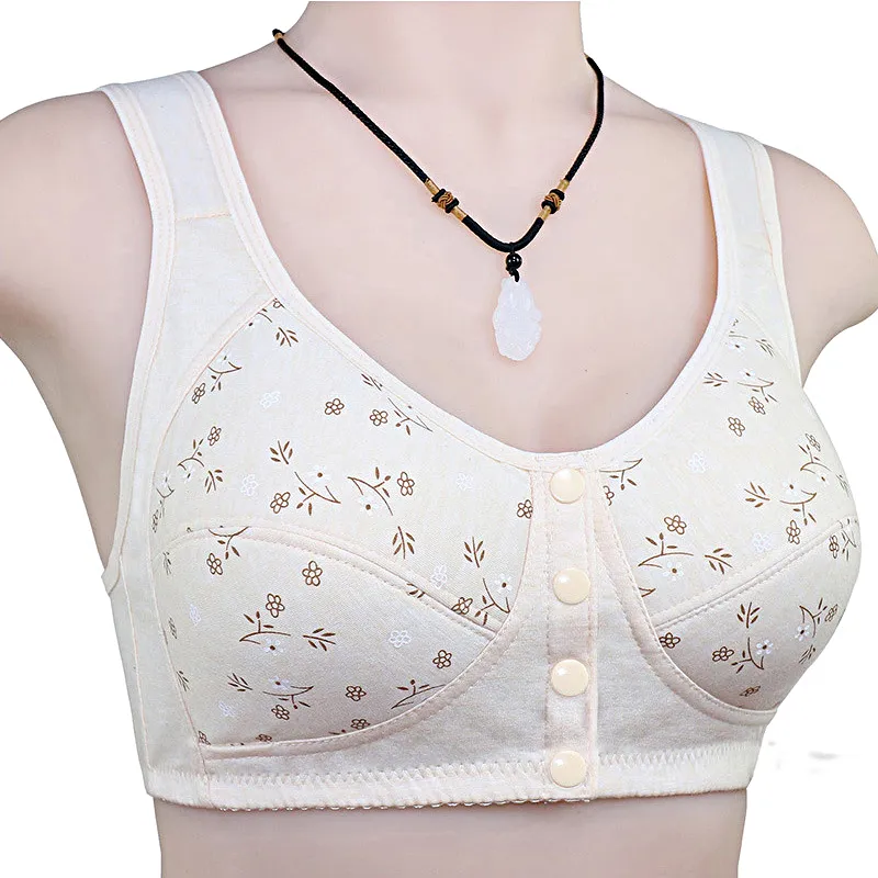 Comfortable Cotton Bra Women Front Closure Push UP Bra Wire Free