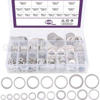 470Pcs Automotive Metric Oil Drain Plug Washer Aluminum Flat Washer Combination Kit 18 Different Sizes M6/8/10/12/14/18/22/24