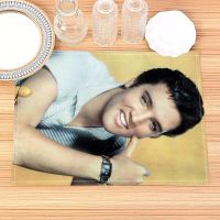 【hot】♞  Elvis Presley Print Dining Table Mats Alphabet Placemat 30X40cm Coasters Bowl Cup