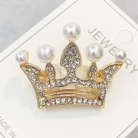 Fashion Crown Brooches Gold Color Silver Color Clear Rhinestone Pins Dress Decoration Buckle Badge Jewelry Accessories For Women