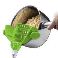 Silicone Kitchen Strainer Clip Pan Drain Rack Bowl Funnel Rice Pasta Vegetable Washing Colander Draining Excess Liquid Universal