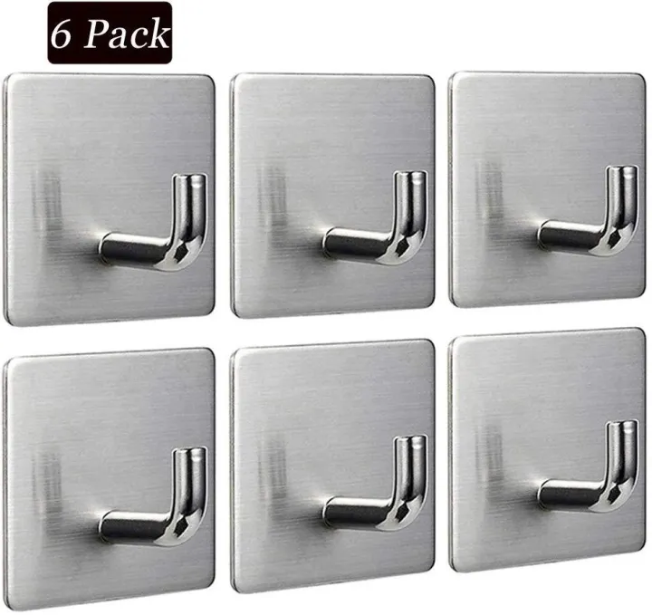 Smartconn 6 Pack Self Adhesive Hooks Removable Wall Sticky Hangers Heavy Duty Bathroom Towel Hanging For Office Home Robe Kitchen Keys Bags Lazada - How To Use Adhesive Wall Hooks