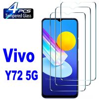 Vivo กระจกนิรภัยสำหรับ2/4ชิ้น Y72ฟิล์มปกป้องหน้าจอ5ก.