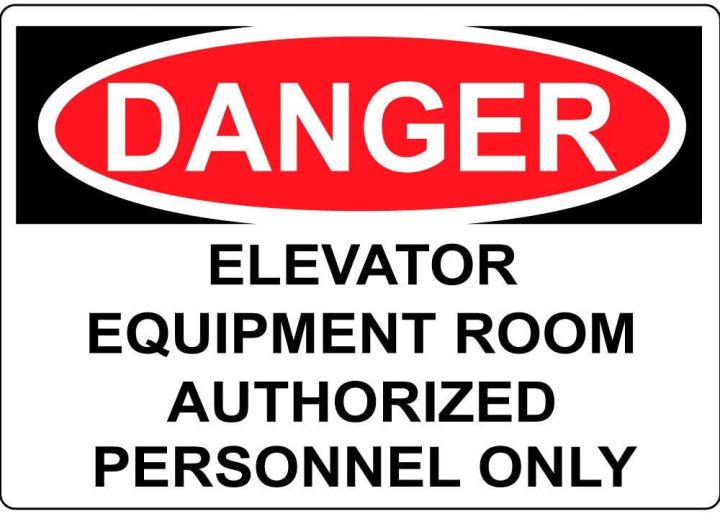 ลิฟท์อันตรายห้องอุปกรณ์เครื่องมือผู้มีอำนาจรูปลอกสติ๊กเกอร์ไวนิล