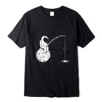 Cloocl Cotton Funny Tshirt Astronaut Space Fishing Tshirt Mens For Shirts Cotton Tees Pullover