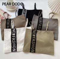 PEAR DODO เสื้อกั๊กสั้นสายเอี๊ยมพิมพ์ลายเกาหลีสำหรับผู้หญิง