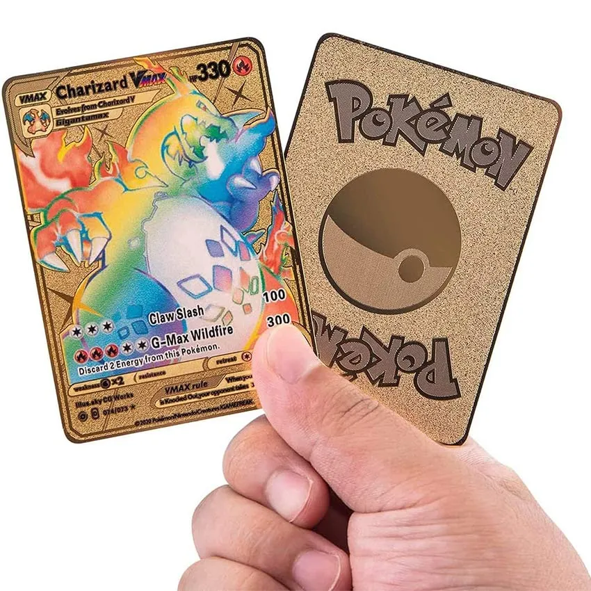 One Pcs Original Cartas Pokemon Cards Metal Toy 88x63mm Cartoon