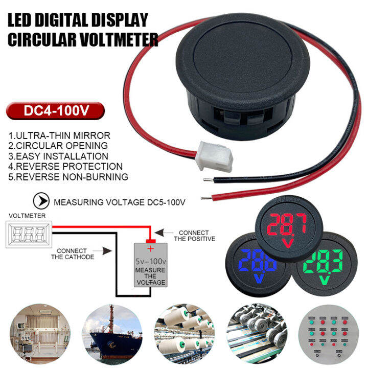 LED Digital Display Circular Two-wire Voltmeter DC Digital Voltmeter DC ...