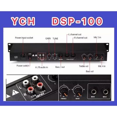 YCH DSP 100  Professional Power คาราโอเกะ-ออกแบบ Preamp 99 Digital Reverb Effects ปรับลำโพงไม่มีเสียงรบกวนสำหรับ Stage