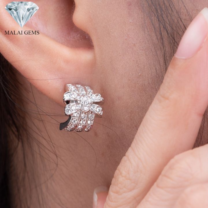 malai-gems-ต่างหูเพชร-เงินแท้-silver-925-เพชรสวิส-cz-เคลือบทองคำขาว-รุ่น21001112-แถมกล่อง-ต่างหูcz-ต่างหูเงินแท้