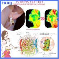 RANG 2Pairs ที่เจาะรู Lymphcvity แม่เหล็กบำบัดต่างหู ช่วยเพิ่มการไหลเวียนโลหิต โลหะผสมอัลลอยด์ ต่างหูเจอร์เมเนียมน้ำเหลือง ประณีตประณีตประณีต กดจุดหู ต่างหูเม็ดเพชรเพื่อลดน้ำหนัก สำหรับผู้หญิง