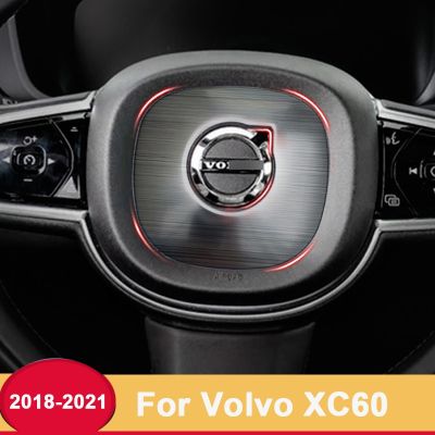 （Two dog sells cars）สำหรับวอลโว่ XC60 2018 2019 2021สแตนเลสพวงมาลัยโลโก้ตราสัญลักษณ์ครอบคลุมทุ่มเทสติกเกอร์รถตัดอุปกรณ์เสริม