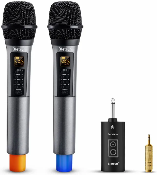 Bietrun Wireless Microphone System, Rechargeable Metal Dual Cordless