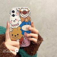 Mrhaha เคสกันกระแทกสบู่แฟชั่นสำหรับ OPPO A15 A17 A57 A16 A53 A5s A31 A3s A7 A5 A9 A93 A15s A16K A95 F11 A32 A54 A94 A96 Reno 5 A33สีดำการ์ตูน Winnie หมีเคสโทรศัพท์ลายสัตว์น้อยน่ารักฝาครอบป้องกันซิลิโคน