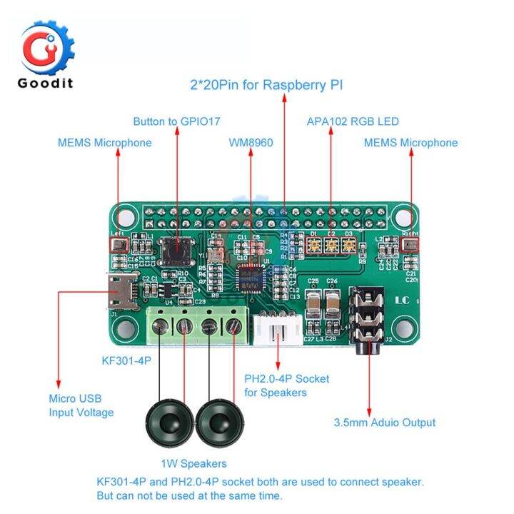 Intelligent Wm8960 Voice Recognizer Audio Decoder Module Stereo 1w