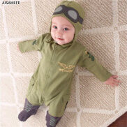 AISAMEFE 0-2Y Áo Liền Quần Phi Công Dài Tay Cotton Đẹp Trai Sáng Tạo Cho