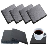 4pcs Home Decor Mug Heat Resistant Square Cup Mat Gifts Tableware Natural Bar Non Slip Slate Stone Drink Coaster Handmade