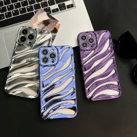 ROYE เคสครอบโทรศัพท์กันกระแทกลายม้าลายสำหรับ Apple iPhone 11 13 12 Pro Max สำหรับ iPhone 14 Plus ตัวปกป้องกล้องถ่ายรูปชุบ