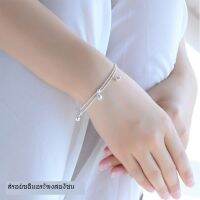 B689 สร้อยข้อมือ ชนิดดเงิน S925 แต่งจี้น่ารัก สไตล์เรียบง่าย ของขวัญสำหรับสตี