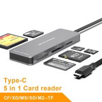 AJIUYU Type C เครื่องอ่านการ์ด5 In 1 USB C To CF XD MS Micro SD M2 TF เครื่องอ่านการ์ดการ์ดความจำสำหรับแล็ปท็อป PC Multi OTG Smart เครื่องอ่านการ์ด DKQ3825เครื่องอ่านการ์ด