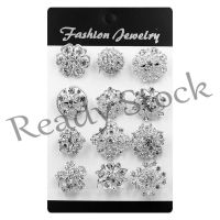 【hot sale】 ☇¤ B36 12 pcs gold silver flower short needle safety brooch M30089