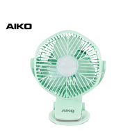 AIKO #KN-L2855N สีเขียว พัดลมชาร์จไฟเพร้อมโคมไฟ ใบพัด 4 นิ้ว ***รับประกันแบตเตอรี่ 1 ปี