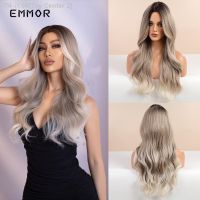 Emmor Ombre Brown to Blonde Synthetic Wigs Long Wavy Natural Wig for Women Cosplay Daily Use Party High Temperature Fiber Hair [ Hot sell ] Toy Center 2