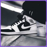 Sports Shoes Original 2022 New A J 1 Mid Black And White Panda G S Men And Women High Cut Basketball Shoes Fashion Wear-Resisting Sneakers