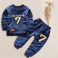 IU--Winter Warm Toddler Kids Baby Boy T-shirt Tops+Long Pants Outfit Clothes