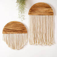 ใหม่ Minimalist Macrame พู่ Tapestry สำหรับโบฮีเมียนโฮมสเตย์ตกแต่งห้อง Handmade ครึ่งวงกลมไม้แขวนผนัง Decor