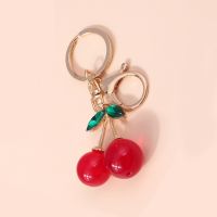 New Crystal Cherry Keychain Creative Fruit Key Chain Cute Girl Key Ring Chains Car Key Women Men Handbag Pendants DIY Jewelry