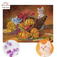 Golden Panno,Needlework,DIY,beads,Cross stitch,Embroidery stitch,Precise Printed painting,animal Pattern,cat 0414