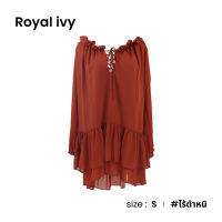 Royal ivy ragatta เดรสผ้าปล่อยดีเทลคอ D031-10