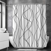 Black and White Lines Shower Curtain Bathroom Curtain Frabic Waterproof Polyester Bathroom Curtain with Hooks Cortina Baño