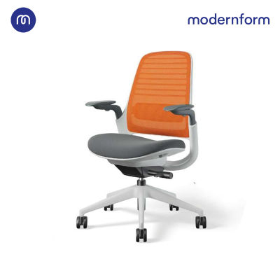 Modernform เก้าอี้ Steelcase ergonomic รุ่น Series1 พนักพิงกลาง สีส้ม  เก้าอี้เพื่อสุขภาพ เก้าอี้ผู้บริหาร เก้าอี้สำนักงาน เก้าอี้ทำงาน เก้าอี้ออฟฟิศ เก้าอี้แก้ปวดหลัง หุ้มด้วยผ้าตาข่ายไมโครนิต มีอุปกรณ์รองรับเอวปรับได้ ปรับน้ำหนักตามผู้นั่งอัตโนมัติ