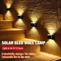 4Pcs 6LED High-efficiency Solar Wall Light with Top and Bottom Lighting Auto OnOff IP65 Waterproof Solar Wall Lamp for Outdoor
