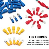 [HOT QAA,JXHKLWW 121] 10/100PCS Spade Crimp Connector สายไฟตัวเชื่อมต่อชายหญิงลวดฉนวน PVC ขั้ว22 10AWG/0.5 6.0mm2