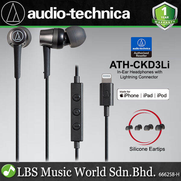 Audio Technica ATHCKD3Li InEar Headphones with Lightning Connector Earbuds (CKD3Li) Lazada