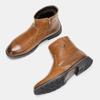รองเท้าบูทหุ้มข้อฤดูหนาวสำหรับผู้ชายรองเท้าบูทฤดูหนาวรองเท้าฤดูหนาวบู๊ทส์มีซิปทำจากหนังแบรนด์ดัง # DM5266