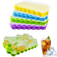 Honeycomb Ice Cube Trays Reusable Silicone Ice cube Mold BPA Free Ice for Whiskey Cocktai maker with Removable Lids