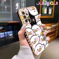 Jlingji เคสโทรศัพท์ปลอกสำหรับ Samsung กาแลคซี A32 5G A32 4G M32 5G เคสการ์ตูนเป็ดโชคดีกันกระแทกขอบด้านข้างสี่เหลี่ยมดั้งเดิมนิ่มรูปแบบเคลือบหรูหราฝาครอบหลังเต็มรูปแบบเคสป้องกันกล้อง