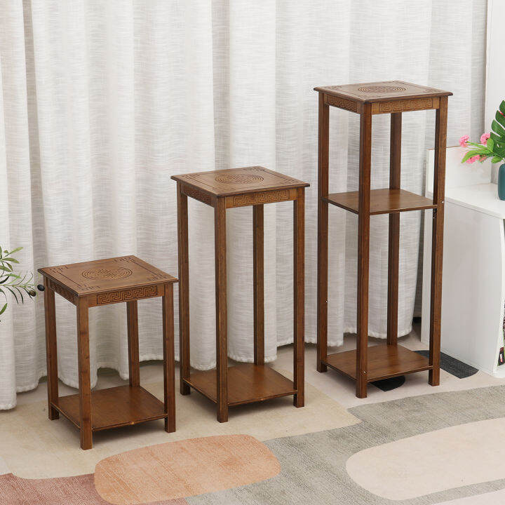 Garfans 1/2/3 Tier Corner Indoor End Table Plant Tall Shelf Simple Flower Table Bonsai Stand
