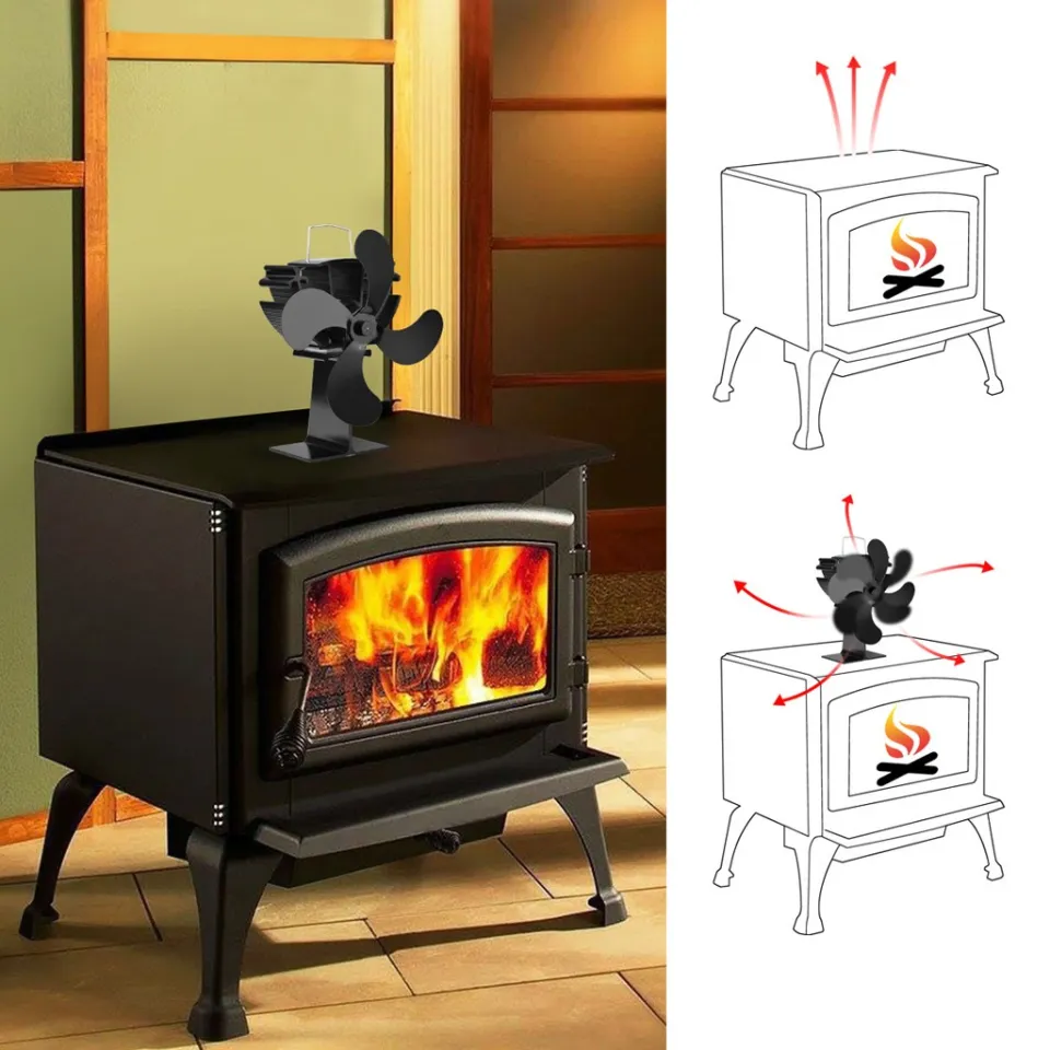 4-blade Heat Powered Stove Fan For Wood Log Burnerfireplace Quiet  Environmental Fan Heater Efficient Heat Distribution#4g