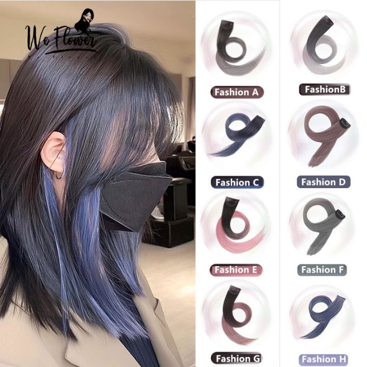 We Flower 1PC Gradient Color Long Straight Hair Extensions Heat-resistant  Wigs for Women Girls Hair Styling Accessories 