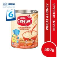 Nestlé cerelac อาหารเด็กสำหรับ 6 เดือน รสแป้งผสมน้ำผึ้ง ขนาด 500 กรัม