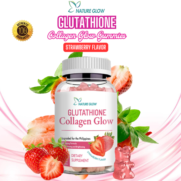 Natural Glow Glutathione Collagen Glow Strawberry Flavor Anti Aging Whitening Skin Vitamins 8472